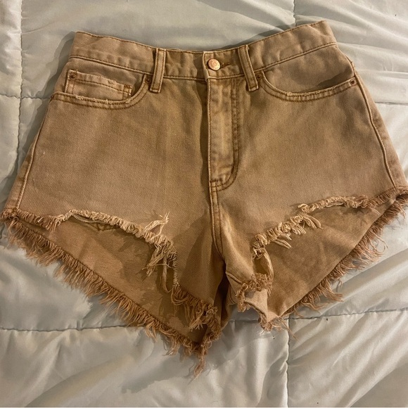 BDG Tan Denim Shorts - Picture 3 of 5